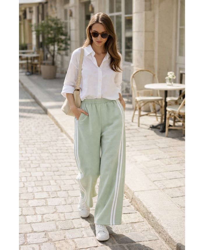 Comfy pants 2 stripes mint green