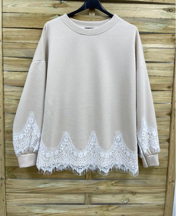 BEIGE LACE SWEATER