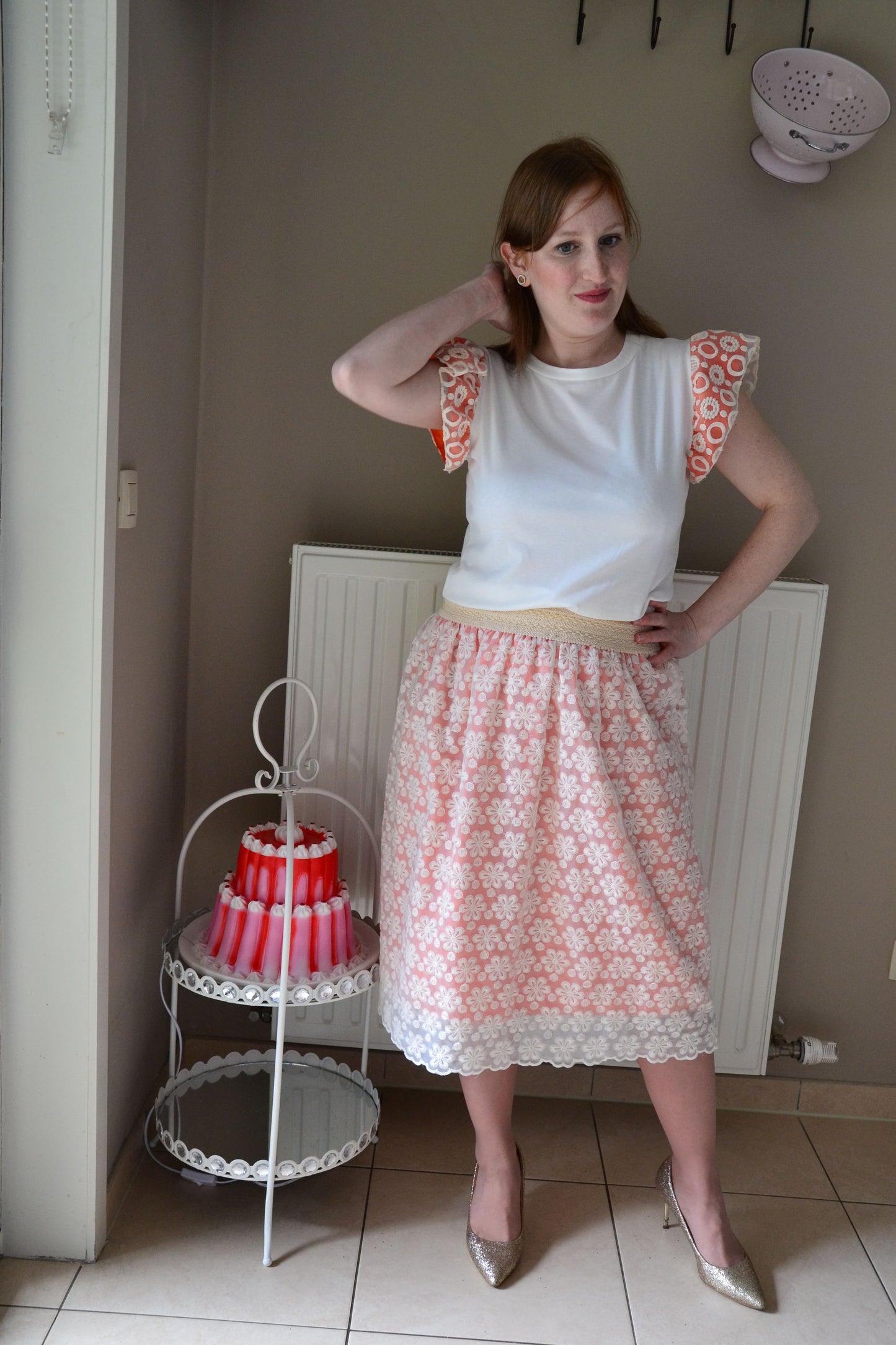 orange flower skirt