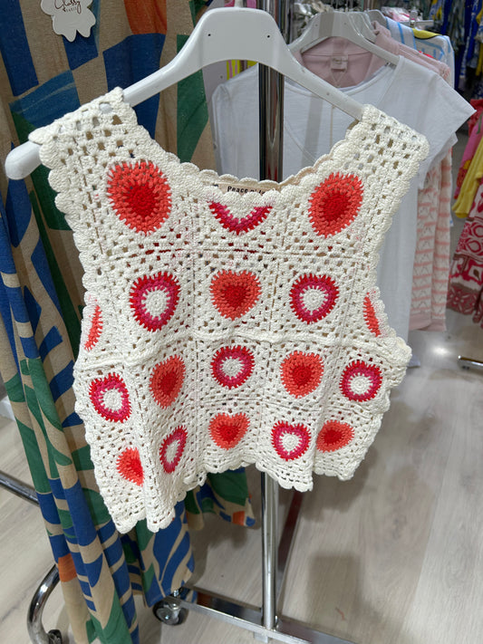 Crochet top pink and white