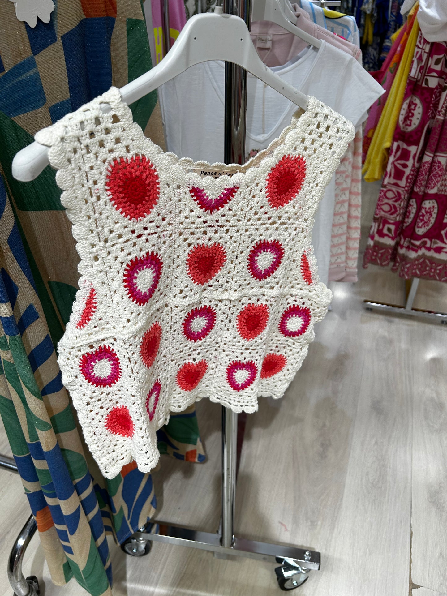 Crochet top pink and white