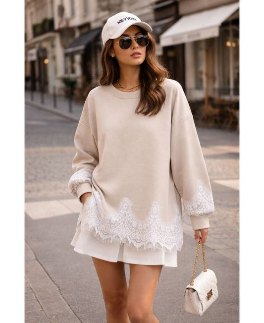 BEIGE LACE SWEATER