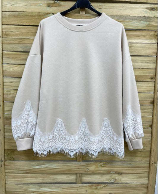 BEIGE LACE SWEATER