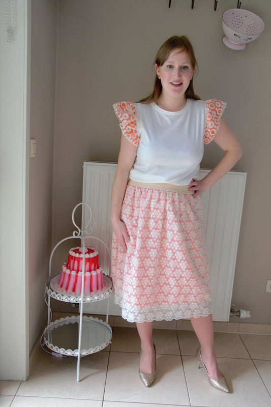 orange flower skirt