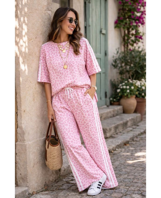 OVERSIZED LEOPARD 2-STRIPE SET PINK